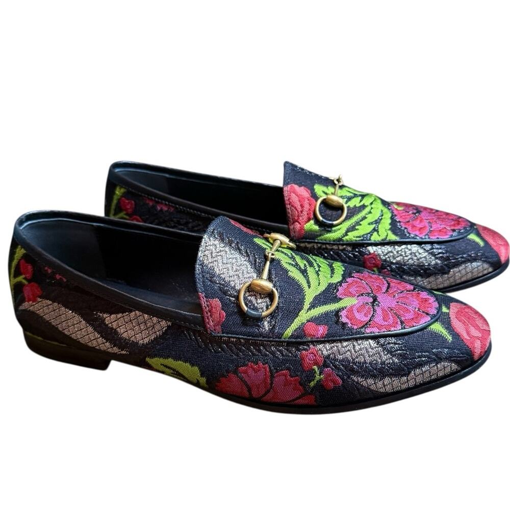 Gucci Jordaan Horsebit Slip On Loafers Floral Embroidered EU 38.5 US 8.5 - Picture 7 of 16